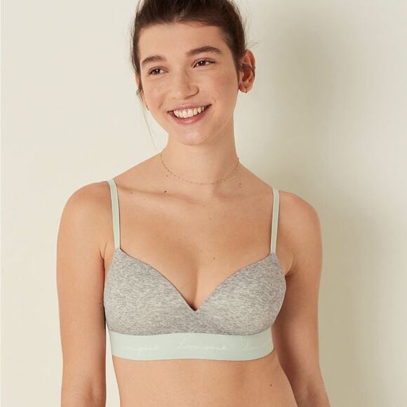 PINK Victoria’s Secret | Women’s Heathered Grey Wear Everywhere Push-Up Bra 32D - Picture 1 of 8